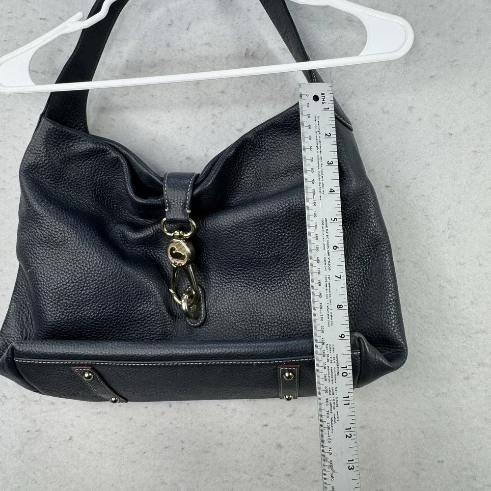 Dooney & Bourke‎ Hobo Logo Lock Shoulder Bag Black Pebble W/ Wallet Gold Tone